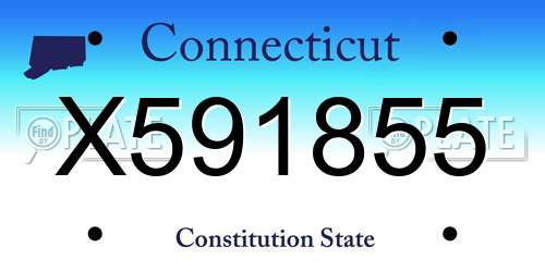 X591855 Connecticut License Plate