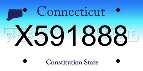 X591888 Connecticut License Plate