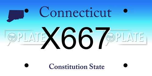 X667 Connecticut License Plate