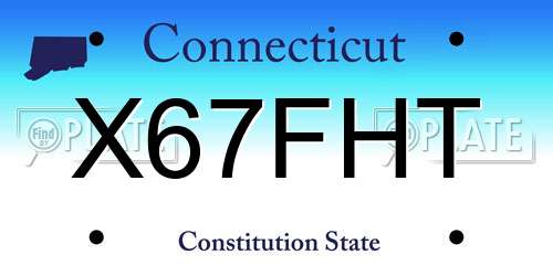 X67FHT Connecticut License Plate