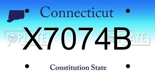 X7074B Connecticut License Plate