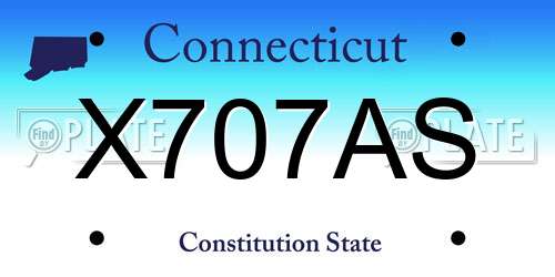 X707AS Connecticut License Plate