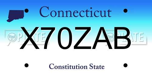 X70ZAB Connecticut License Plate