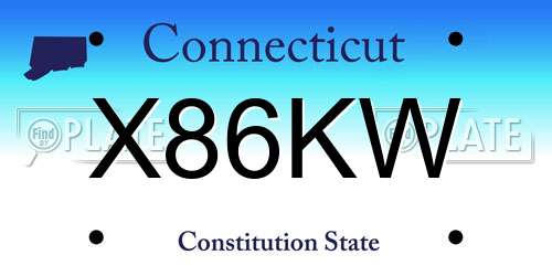 X86KW Connecticut License Plate