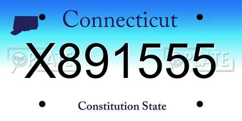 X891555 Connecticut License Plate