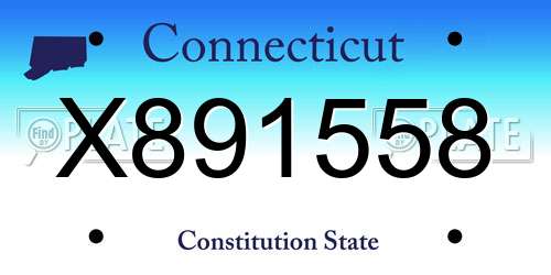X891558 Connecticut License Plate