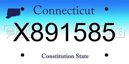 X891585 Connecticut License Plate