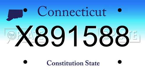 X891588 Connecticut License Plate