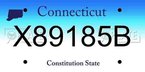 X89185B Connecticut License Plate