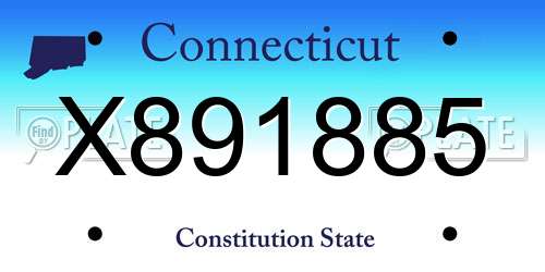 X891885 Connecticut License Plate