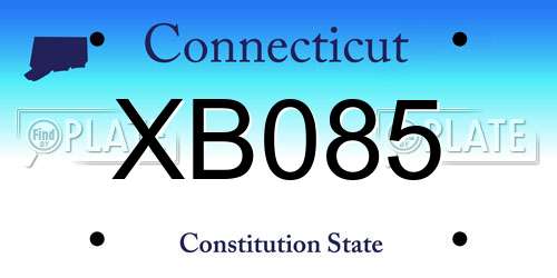XB085 Connecticut License Plate