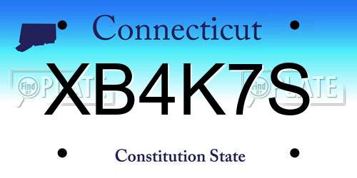 XB4K7S Connecticut License Plate