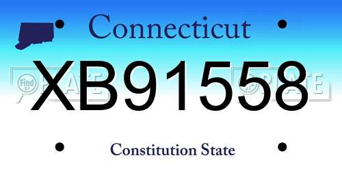 XB91558 Connecticut License Plate