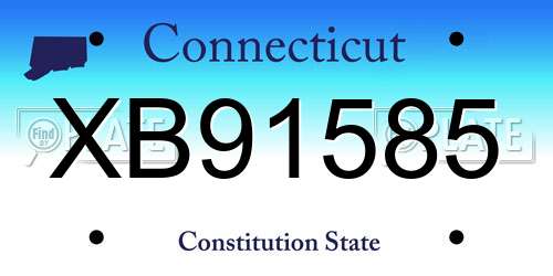 XB91585 Connecticut License Plate