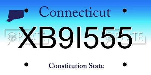 XB9I555 Connecticut License Plate