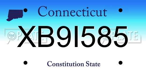XB9I585 Connecticut License Plate