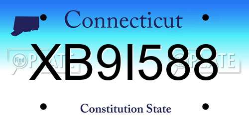 XB9I588 Connecticut License Plate