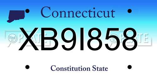 XB9I858 Connecticut License Plate