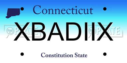 XBADIIX Connecticut License Plate