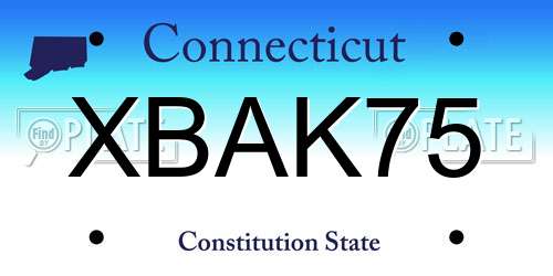 XBAK75 Connecticut License Plate