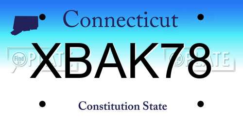 XBAK78 Connecticut License Plate