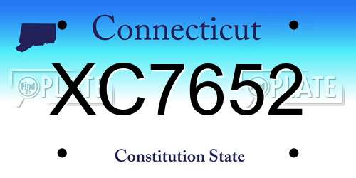 XC7652 Connecticut License Plate