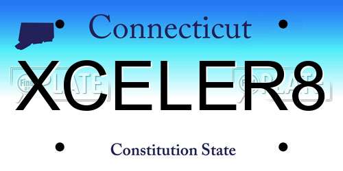 XCELER8 Connecticut License Plate
