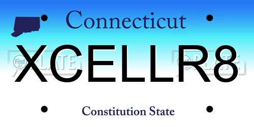 XCELLR8 Connecticut License Plate