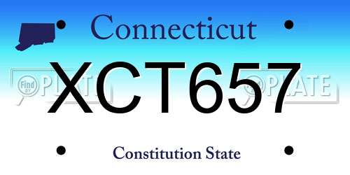 XCT657 Connecticut License Plate