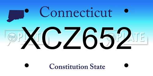 XCZ652 Connecticut License Plate
