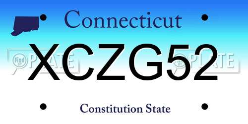 XCZG52 Connecticut License Plate