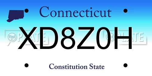 XD8Z0H Connecticut License Plate