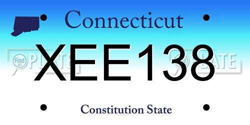 XEE138 Connecticut License Plate