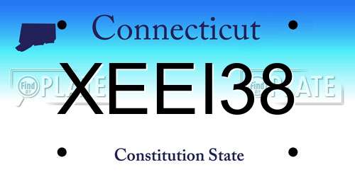 XEEI38 Connecticut License Plate
