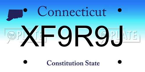 XF9R9J Connecticut License Plate