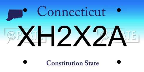 XH2X2A Connecticut License Plate