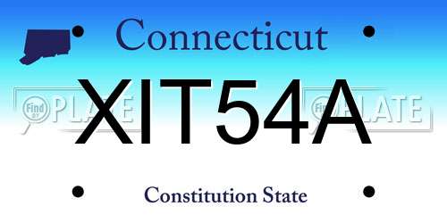 XIT54A Connecticut License Plate