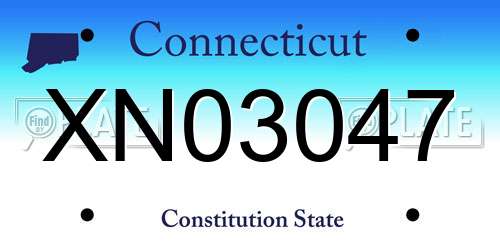 XN03047 Connecticut License Plate
