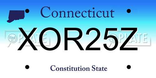XOR25Z Connecticut License Plate