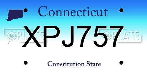 XPJ757 Connecticut License Plate