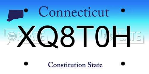 XQ8T0H Connecticut License Plate