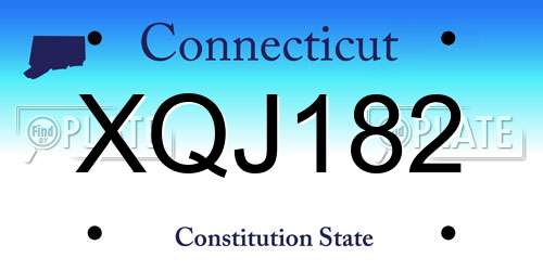 XQJ182 Connecticut License Plate