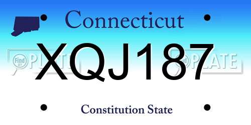XQJ187 Connecticut License Plate
