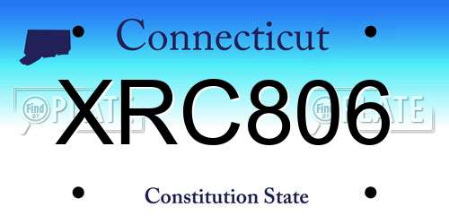 XRC806 Connecticut License Plate