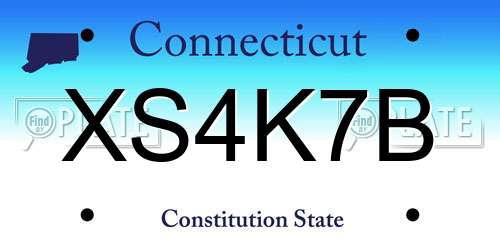 XS4K7B Connecticut License Plate