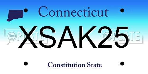 XSAK25 Connecticut License Plate