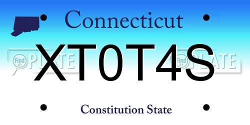 XT0T4S Connecticut License Plate