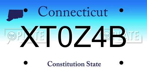 XT0Z4B Connecticut License Plate