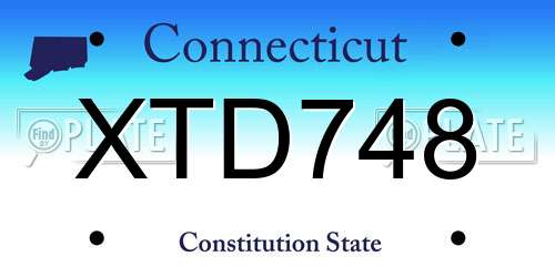 XTD748 Connecticut License Plate