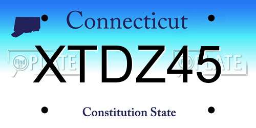 XTDZ45 Connecticut License Plate